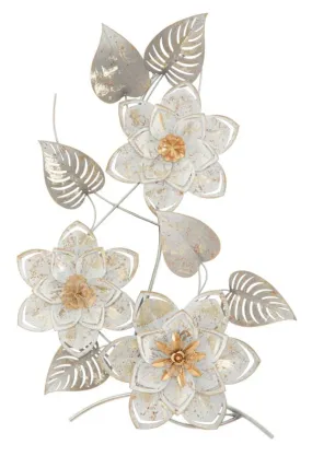 Metal Flower Wall Decor (Silver White & Gold)