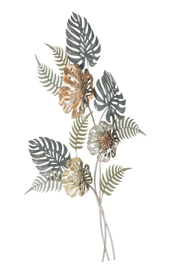 Metallic Flower & Leaf Bouquet Wall Decor