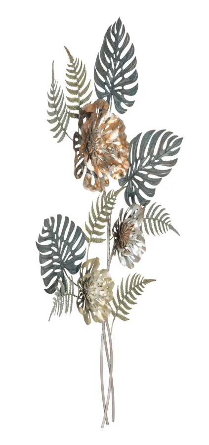 Metallic Flower & Leaf Bouquet Wall Decor