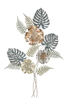 Metallic Flower & Leaf Bouquet Wall Decor
