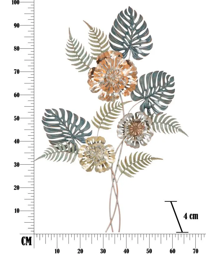 Metallic Flower & Leaf Bouquet Wall Decor