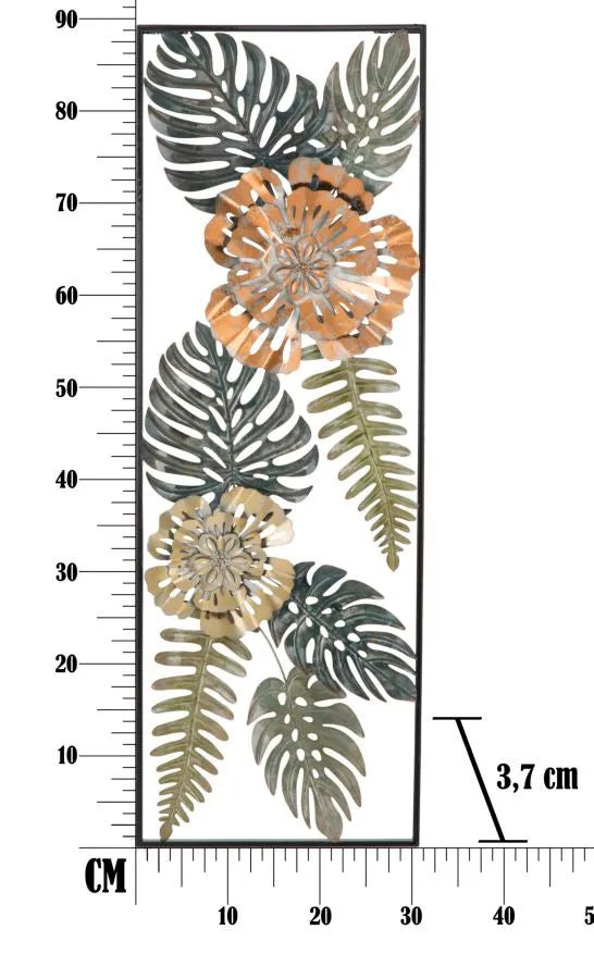 Metallic Flower & Leaf Wall Decor in Frame