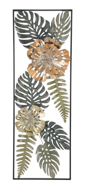 Metallic Flower & Leaf Wall Decor in Frame