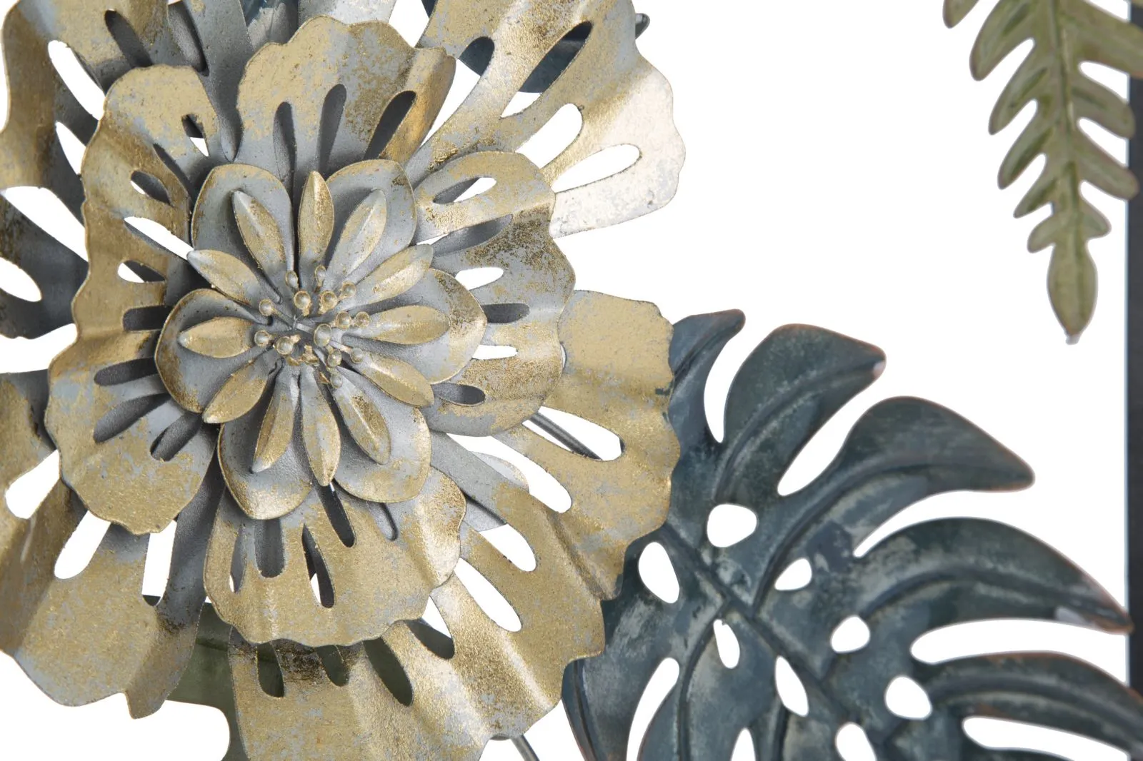 Metallic Flower & Leaf Wall Decor in Frame