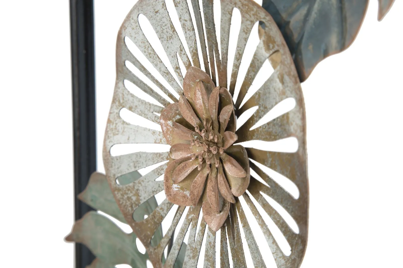 Metallic Leaf & Flower Wall Decor in Frame