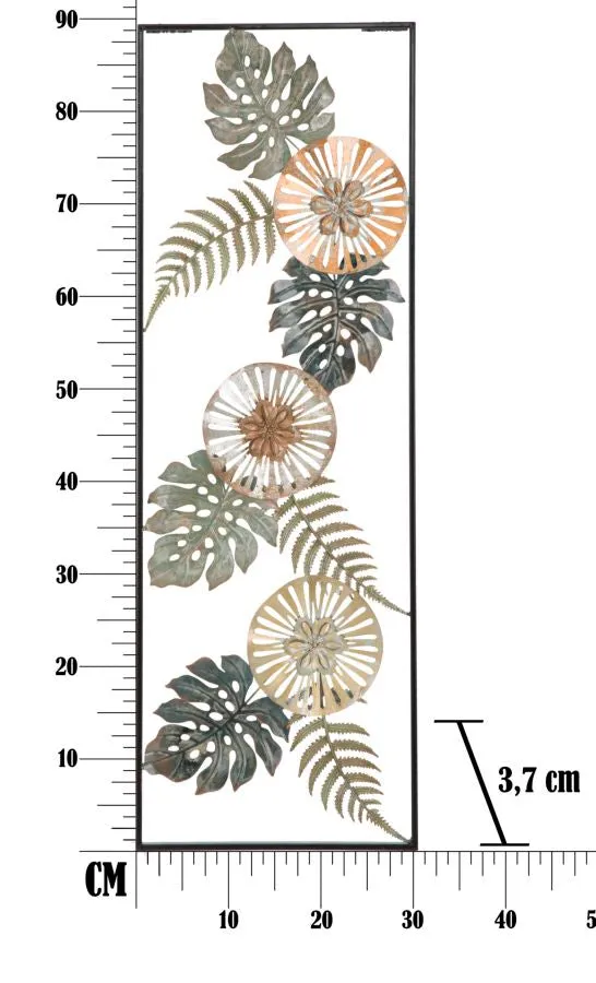Metallic Leaf & Flower Wall Decor in Frame