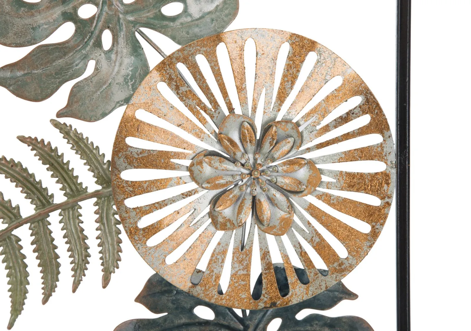 Metallic Leaf & Flower Wall Decor in Frame