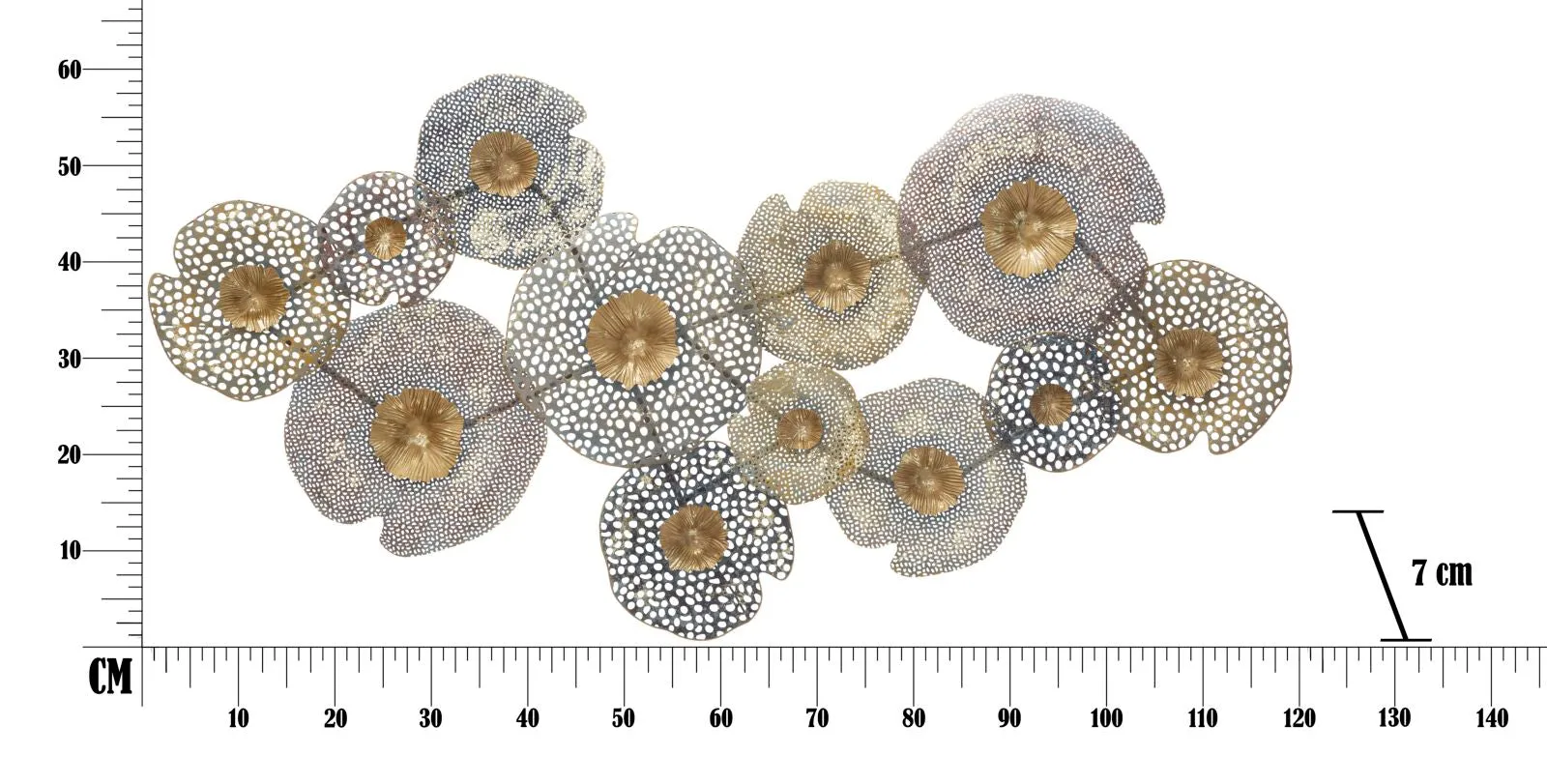 Metallic Round Flowers Wall Decor