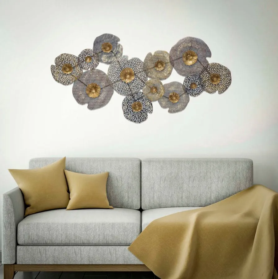 Metallic Round Flowers Wall Decor