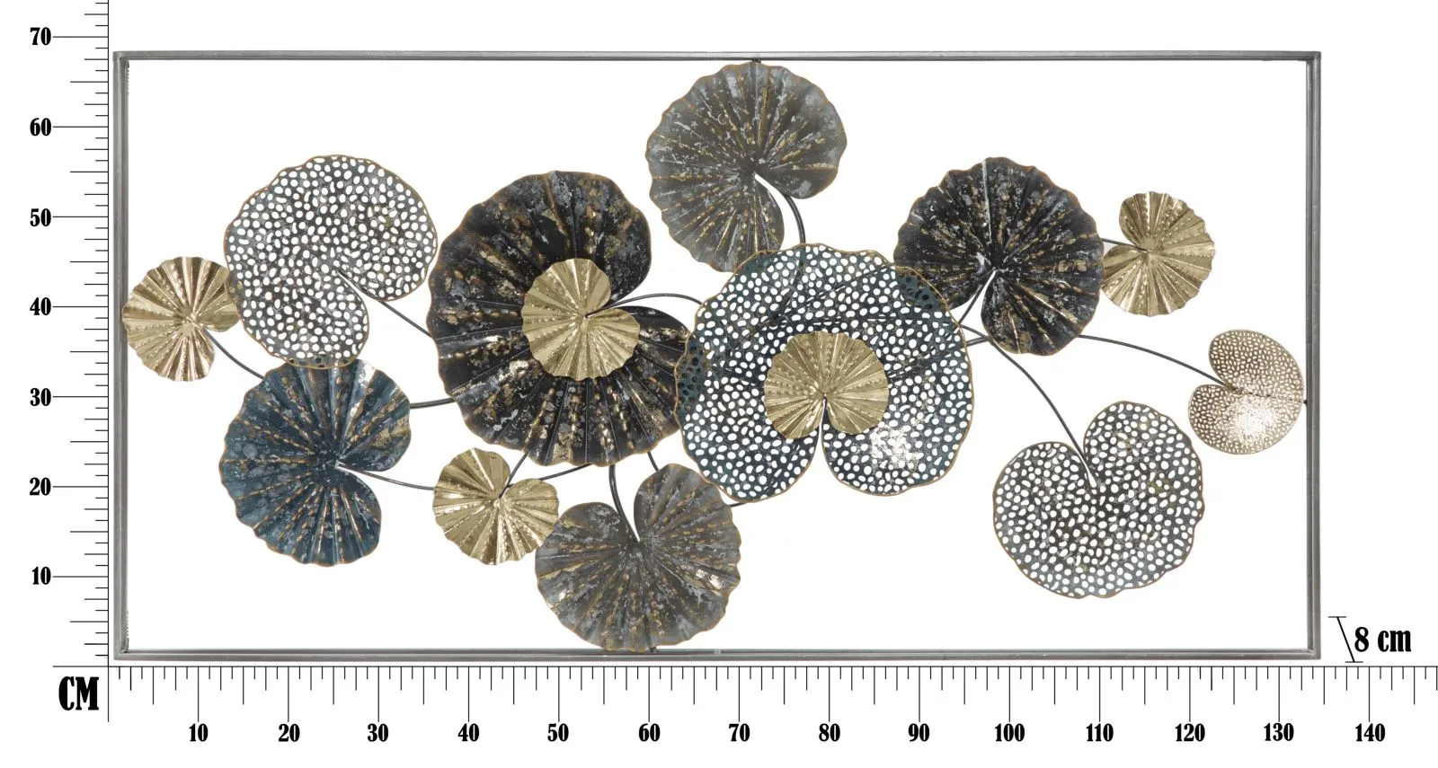 Metallic Water Lily Leaves Wall Decor in Frame