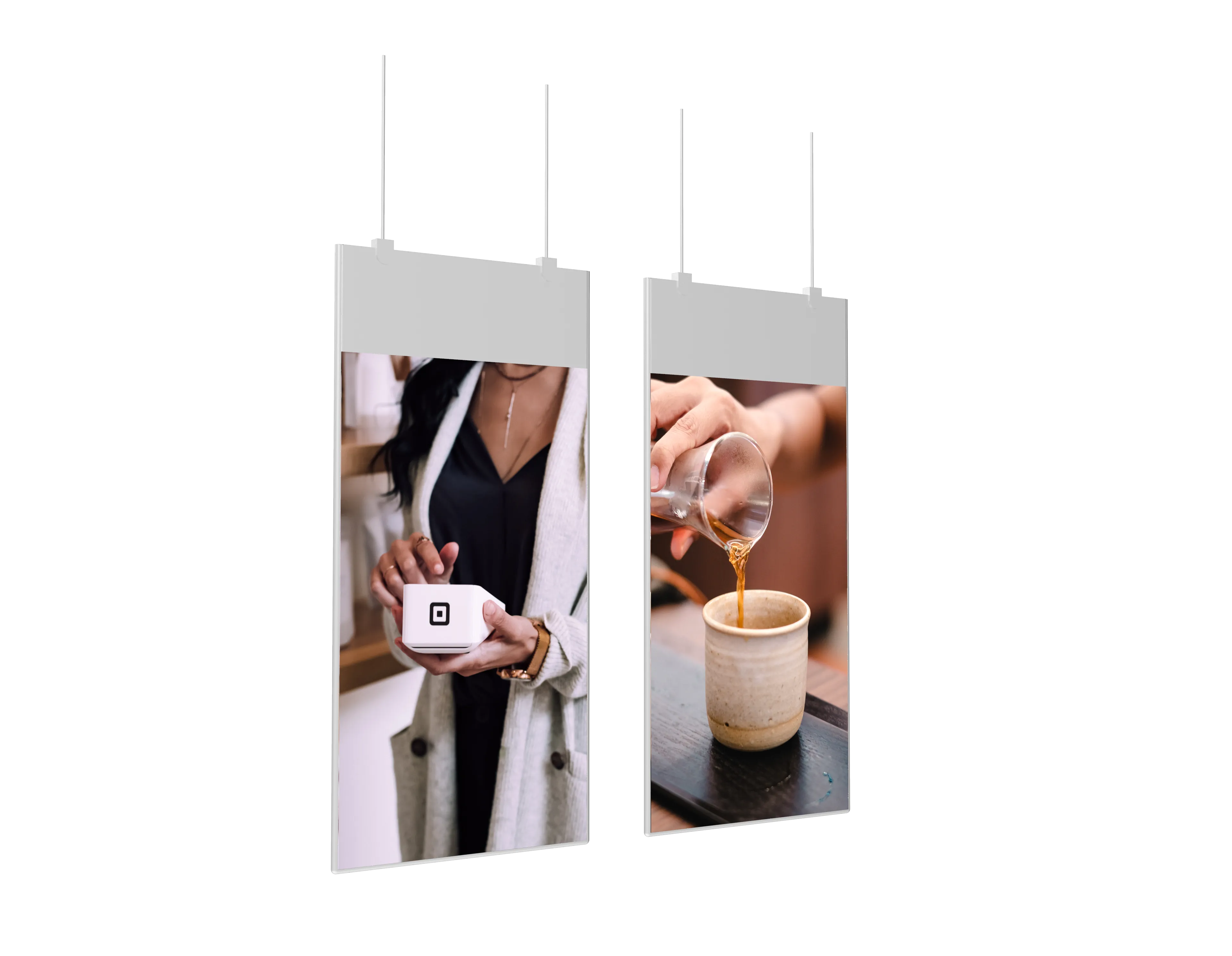 MEVe 43" Dual View Indoor Thin Digital OLED Ceiling Hanging Display
