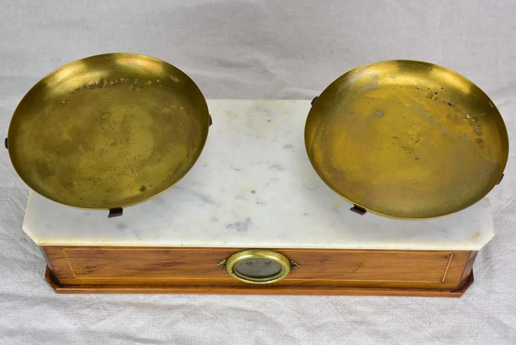 Napoleon III epicerie scales - marble and marquetry