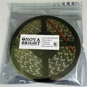 NovaBright 12V UL Approved Non Waterproof 5050SMD LED Strip Light Warm White 3000K IP20