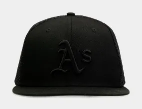 Oakland A's Blackout 9Fifty Trucker Mens Hat (Black)