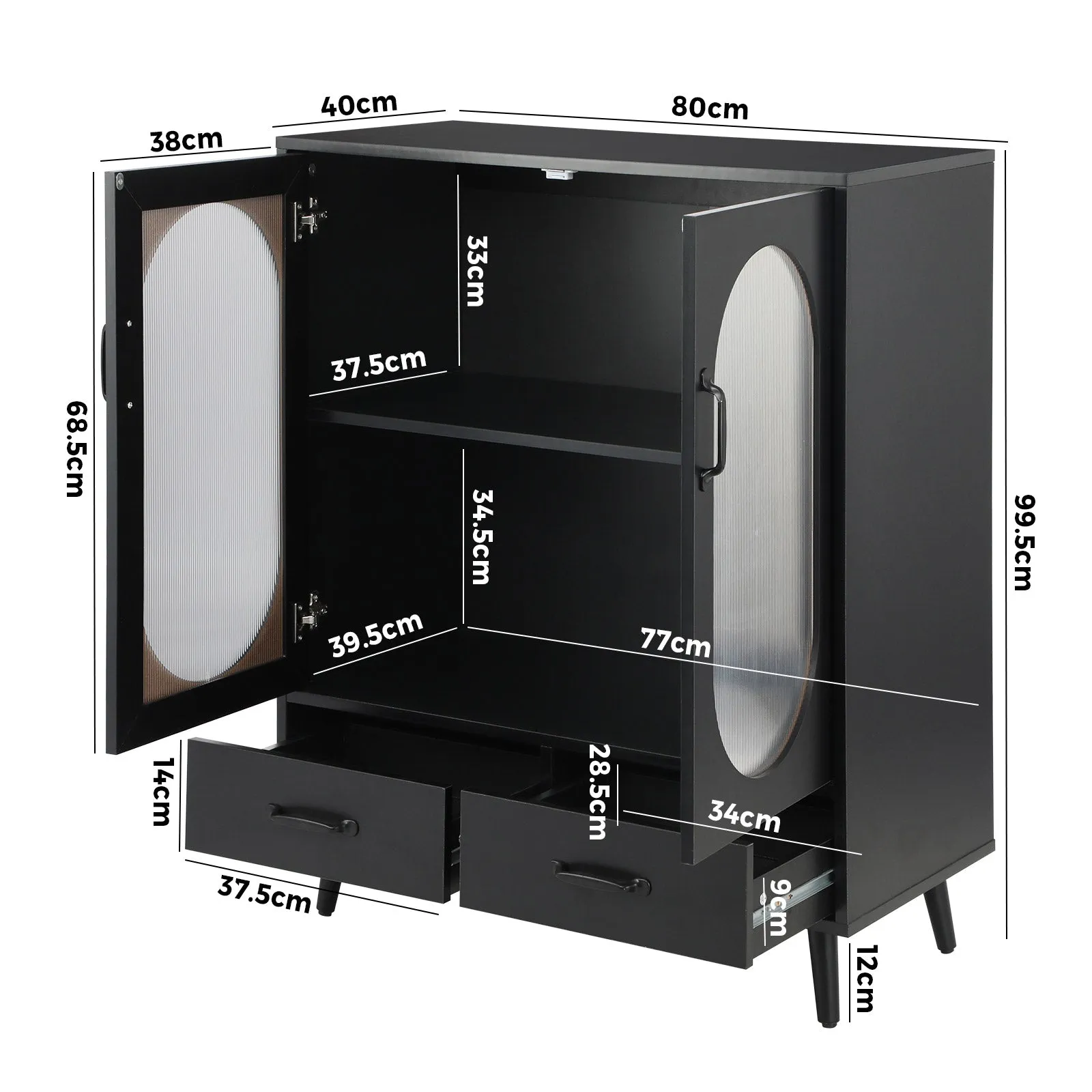 Oikiture Sideboard Buffet Bar Storage Cabinet Cupboard Hallway Console Table