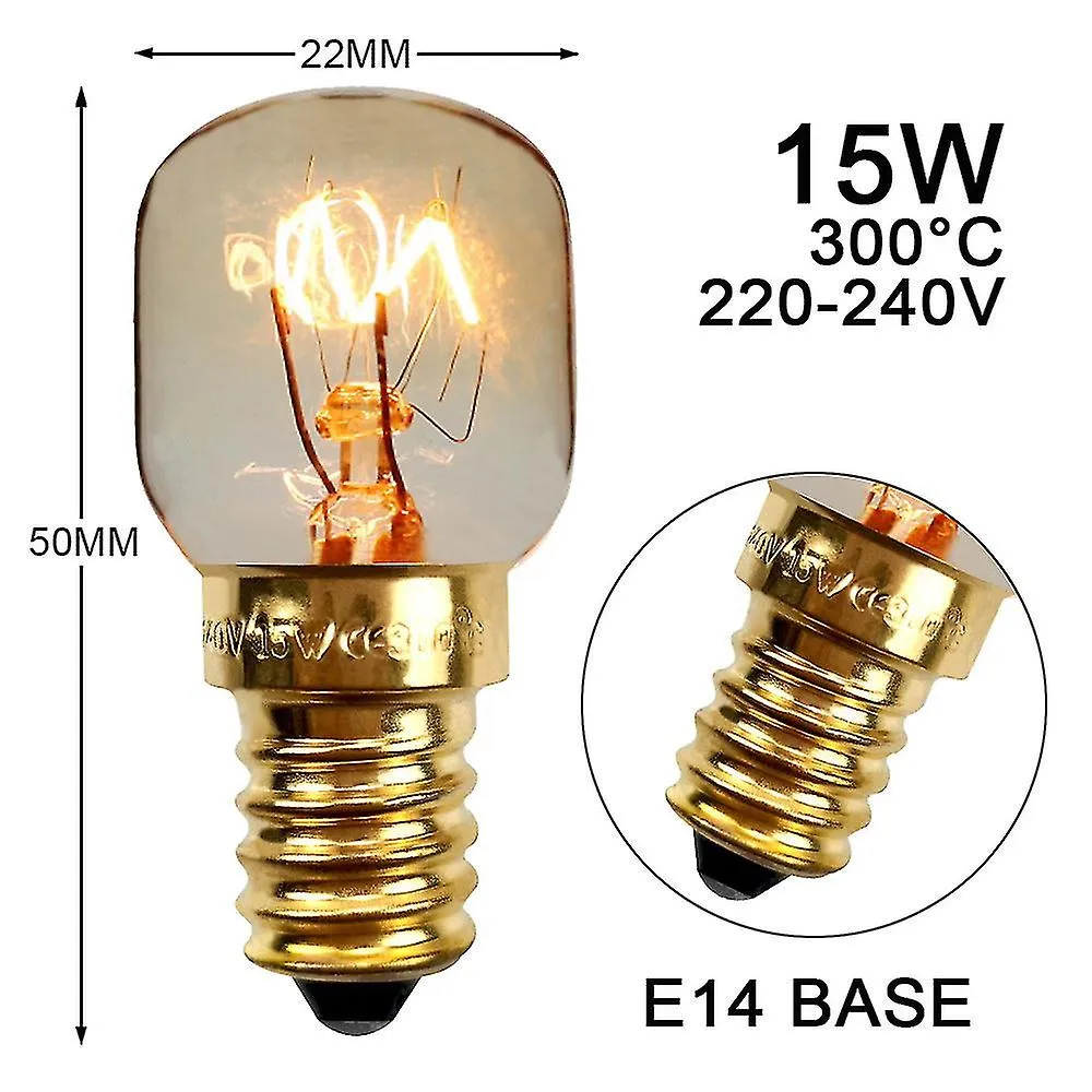 Oven Salt Lamp Bulbs 15w E14 (pack Of 4) For 300c Refrigerator, Multipurpose Appliances 2700k (warm White)