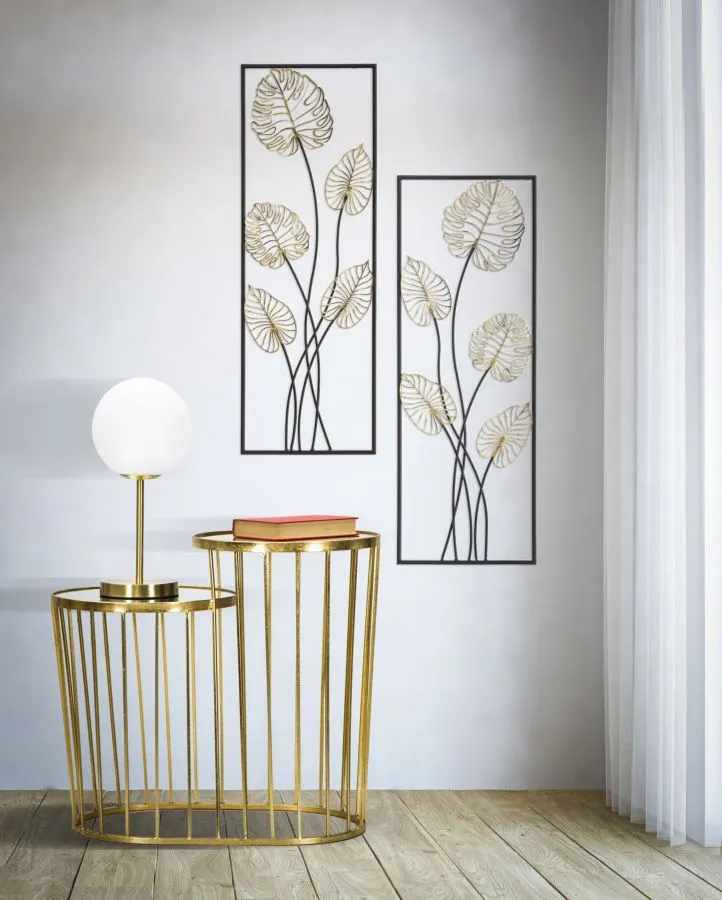 Palm Leaves Metal Wall Decor (Golden & Black)