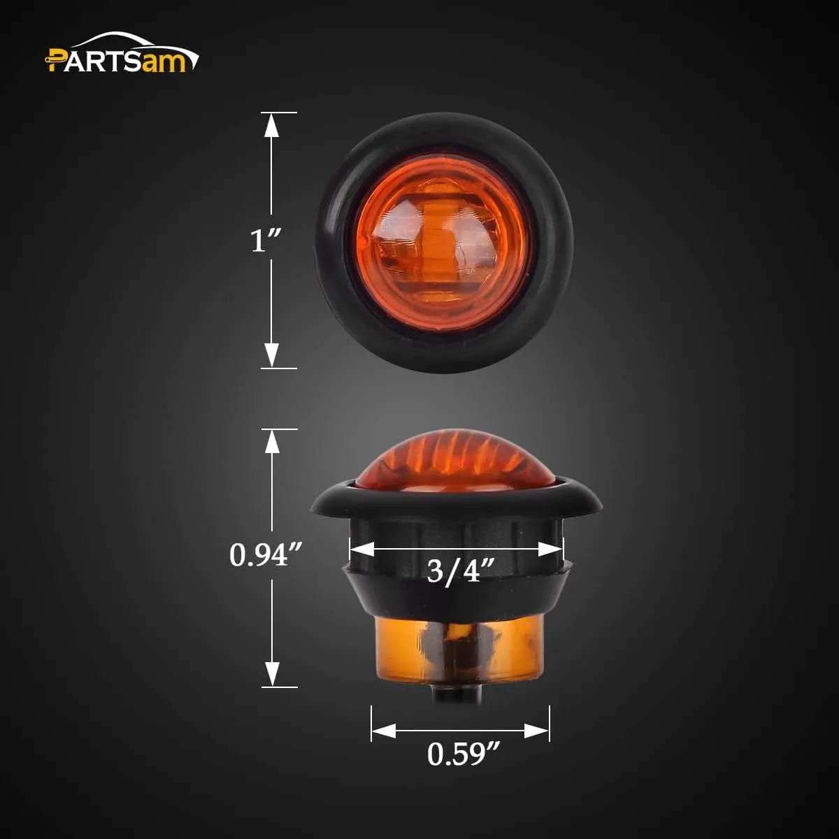 Partsam 10Pcs 3/4 inch Round Led Marker lights 3 wire Combination Turn Signal and Running Lamps Clearance Lights Grommet Mount Replacement for Spider Fender Marker Lights Sealed