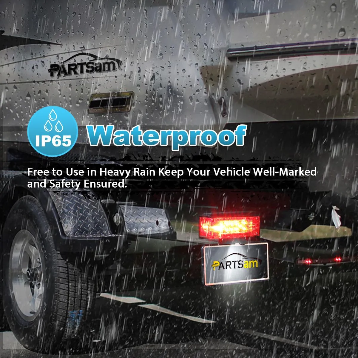 Partsam 12V LED Submersible Low Profile Rectangular Trailer Lights, Waterproof LED Combination Trailer Tail Light Kit Stop Brake License Plate Turn Running Lights Sealed for Boat Trailer Lights Truck