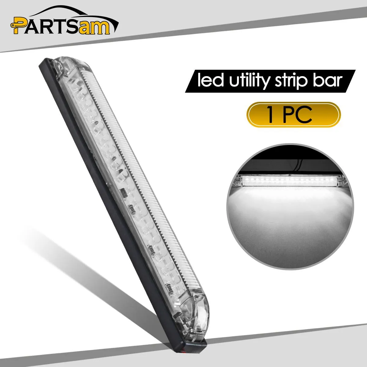 Partsam 1Pc 12V 8 Inch Slim Line LED Utility Strip Bar 30LED, 8" Truck Trailer Camper RV Motorcycle Motorhome Led Marker Lights Interior Dome Lights Cargo Lights Courtesy Lights Lamps Rear Lights