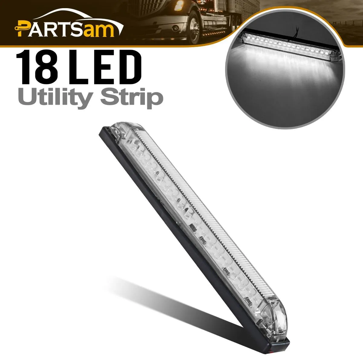 Partsam 1Pc 12V 8 Inch Slim Line LED Utility Strip Bar 30LED, 8" Truck Trailer Camper RV Motorcycle Motorhome Led Marker Lights Interior Dome Lights Cargo Lights Courtesy Lights Lamps Rear Lights