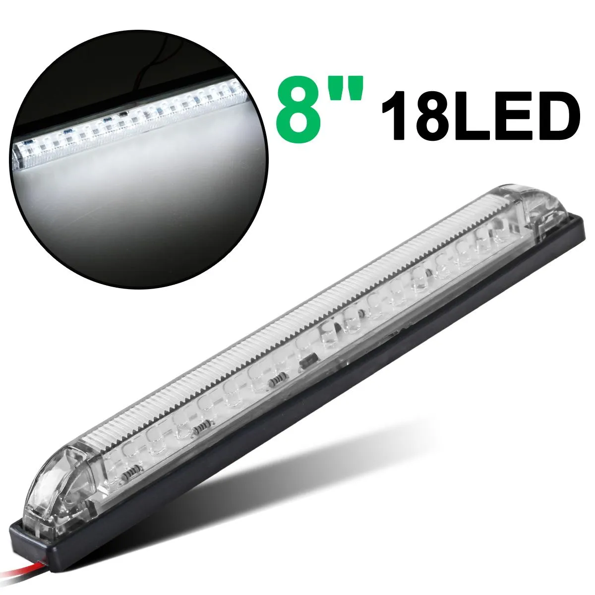 Partsam 1Pc 12V 8 Inch Slim Line LED Utility Strip Bar 30LED, 8" Truck Trailer Camper RV Motorcycle Motorhome Led Marker Lights Interior Dome Lights Cargo Lights Courtesy Lights Lamps Rear Lights