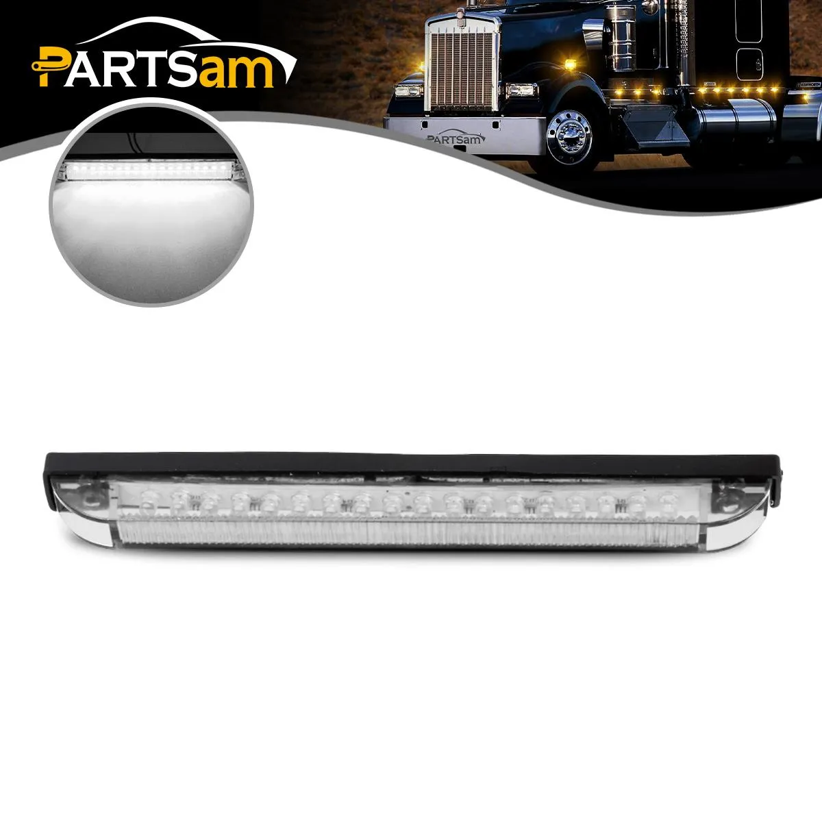 Partsam 1Pc 12V 8 Inch Slim Line LED Utility Strip Bar 30LED, 8" Truck Trailer Camper RV Motorcycle Motorhome Led Marker Lights Interior Dome Lights Cargo Lights Courtesy Lights Lamps Rear Lights