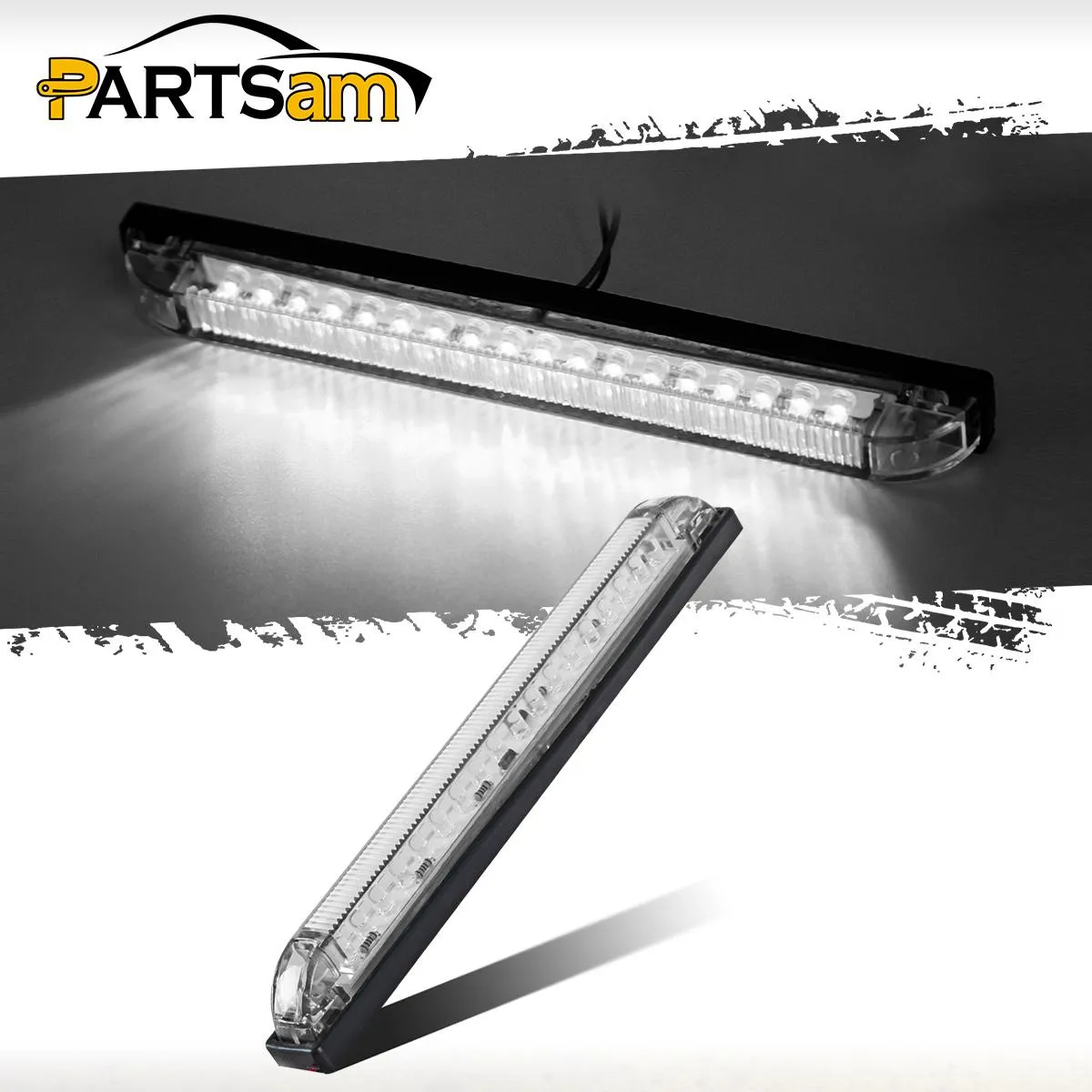 Partsam 1Pc 12V 8 Inch Slim Line LED Utility Strip Bar 30LED, 8" Truck Trailer Camper RV Motorcycle Motorhome Led Marker Lights Interior Dome Lights Cargo Lights Courtesy Lights Lamps Rear Lights
