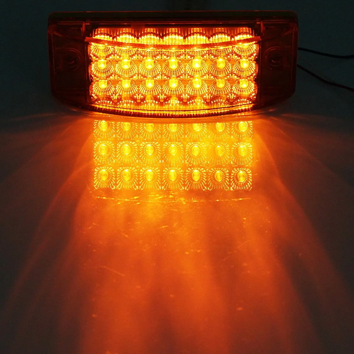 Partsam 2pcs 6" Amber LED Rectangle Tail Stop Marker Light Trailer Truck RV 3 Wires 21LED, 6x2 Rectangular Led Clearance Lights, 2x6 Big Side Marker Lights
