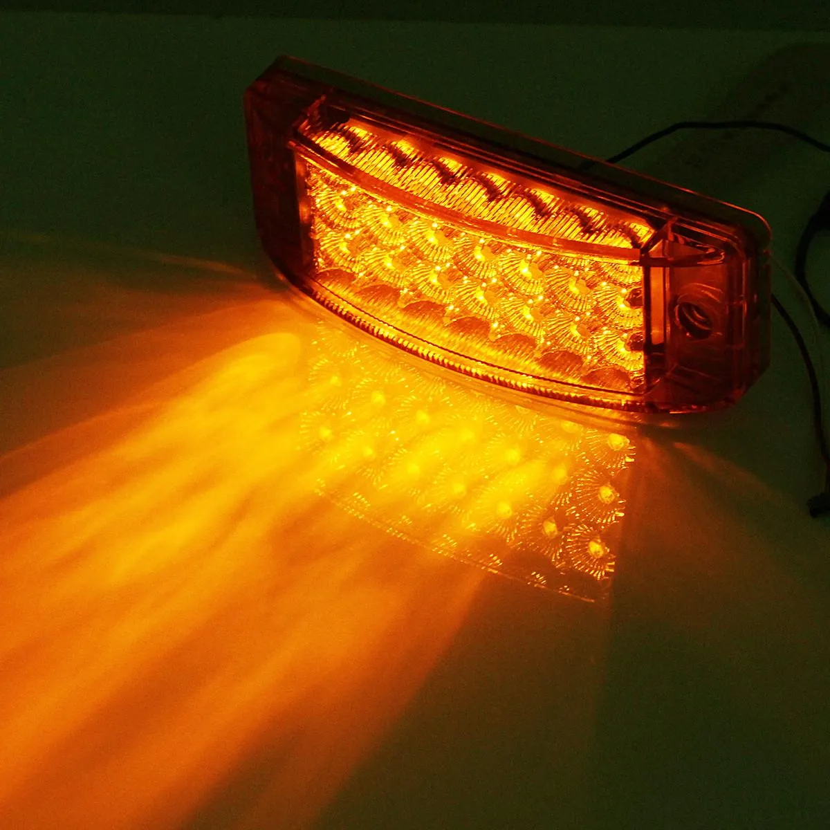 Partsam 2pcs 6" Amber LED Rectangle Tail Stop Marker Light Trailer Truck RV 3 Wires 21LED, 6x2 Rectangular Led Clearance Lights, 2x6 Big Side Marker Lights