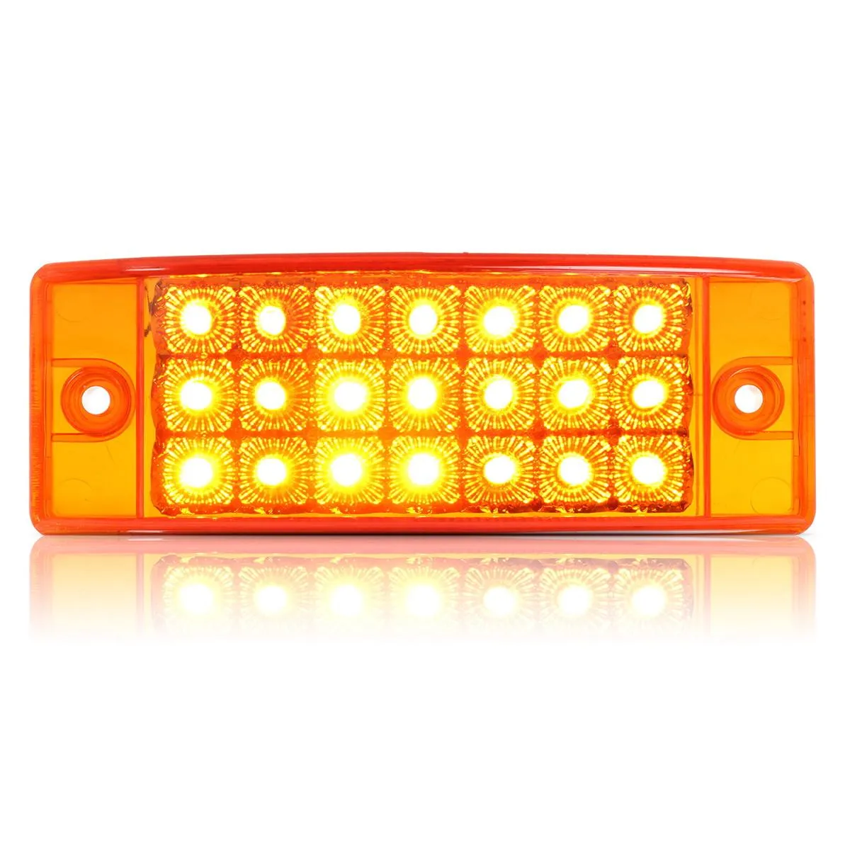 Partsam 2pcs 6" Amber LED Rectangle Tail Stop Marker Light Trailer Truck RV 3 Wires 21LED, 6x2 Rectangular Led Clearance Lights, 2x6 Big Side Marker Lights