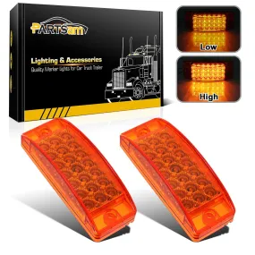 Partsam 2pcs 6" Amber LED Rectangle Tail Stop Marker Light Trailer Truck RV 3 Wires 21LED, 6x2 Rectangular Led Clearance Lights, 2x6 Big Side Marker Lights
