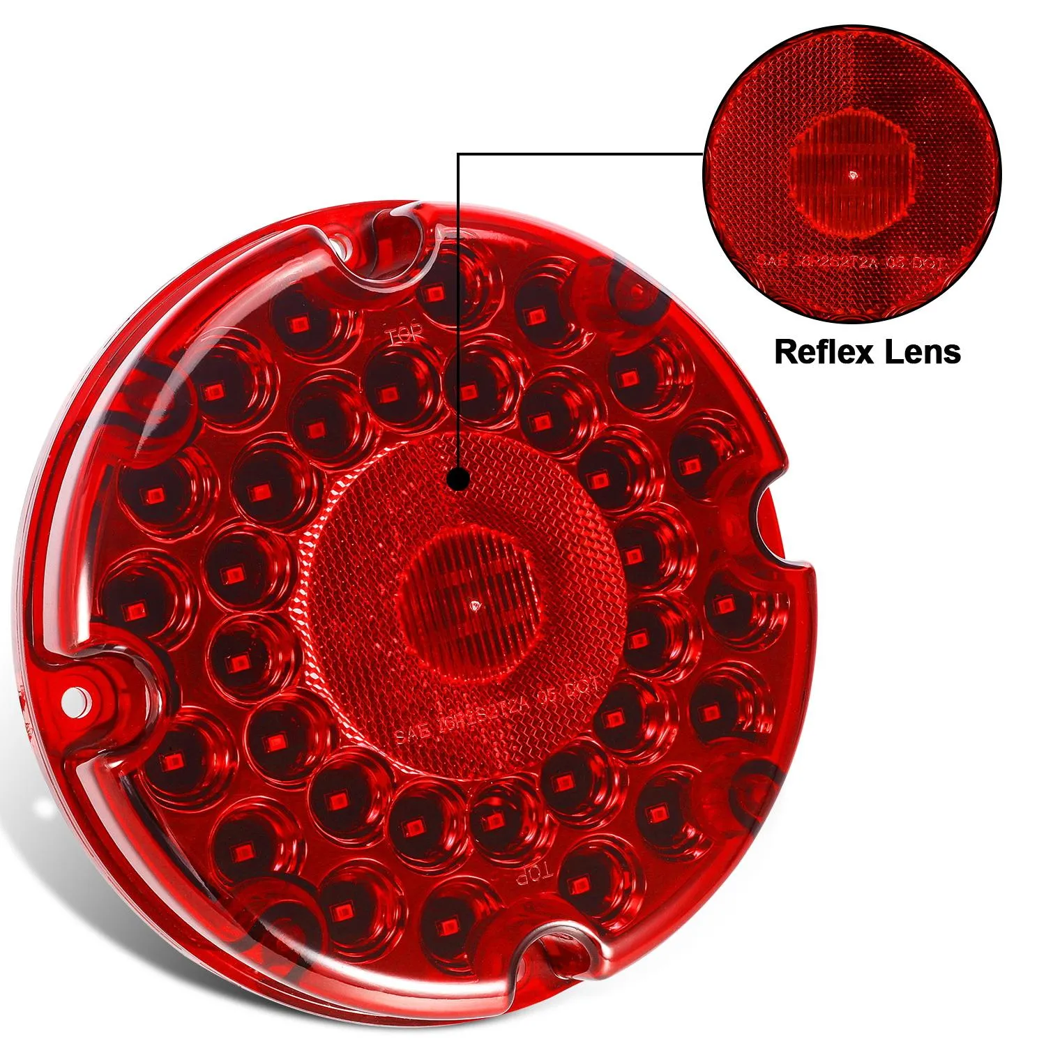Partsam 2Pcs 7inch Round Transit Tail Lights Red 36 LED, 7 Inch Red Bus LED Light Round Truck Tail STT Stop Brake Turn Lights [Built-in Reflex Lens] Trailer Truck Taillight with Weathertight Gasket