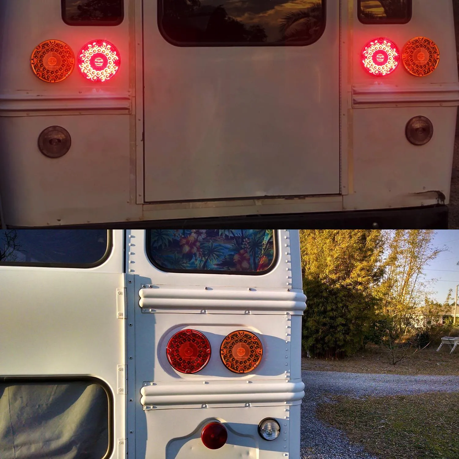 Partsam 2Pcs 7inch Round Transit Tail Lights Red 36 LED, 7 Inch Red Bus LED Light Round Truck Tail STT Stop Brake Turn Lights [Built-in Reflex Lens] Trailer Truck Taillight with Weathertight Gasket