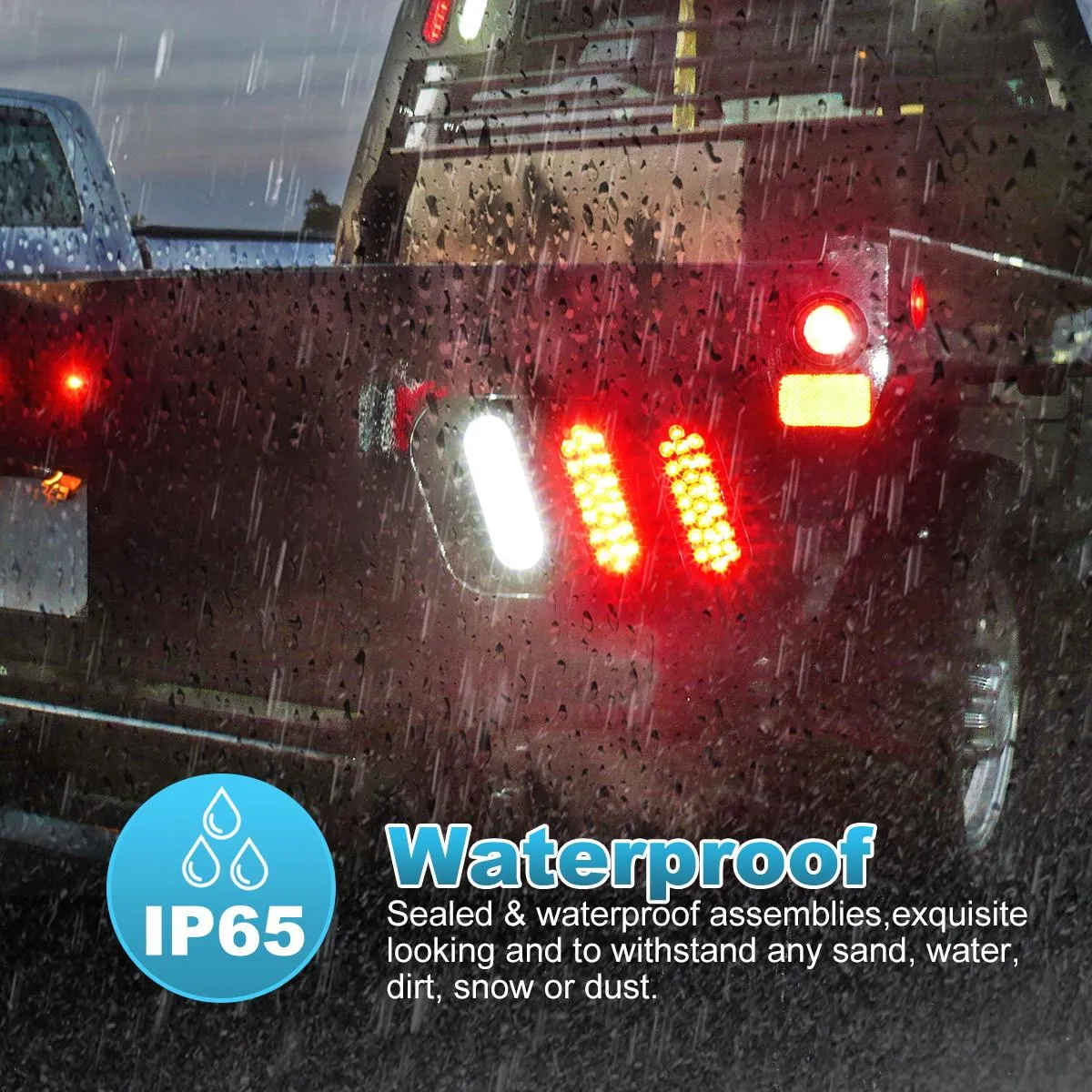 Partsam 2xRed   2xWhite 6" 24 LED Oval Stop Turn Tail Lights Brake Backup Reverse Light Kit for Truck Trailer Bus RV Camper Waterproof 12V Sealed 6 Inch Oval Led Trailer Tail Lights Grommet Mount