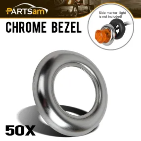 Partsam 3/4 inch round Stainless Steel Trim Ring Bezel For 3/4 inch Accent Marker Lights and all 3/4 inch Round Marker Clearance Lights (Pack of 50)