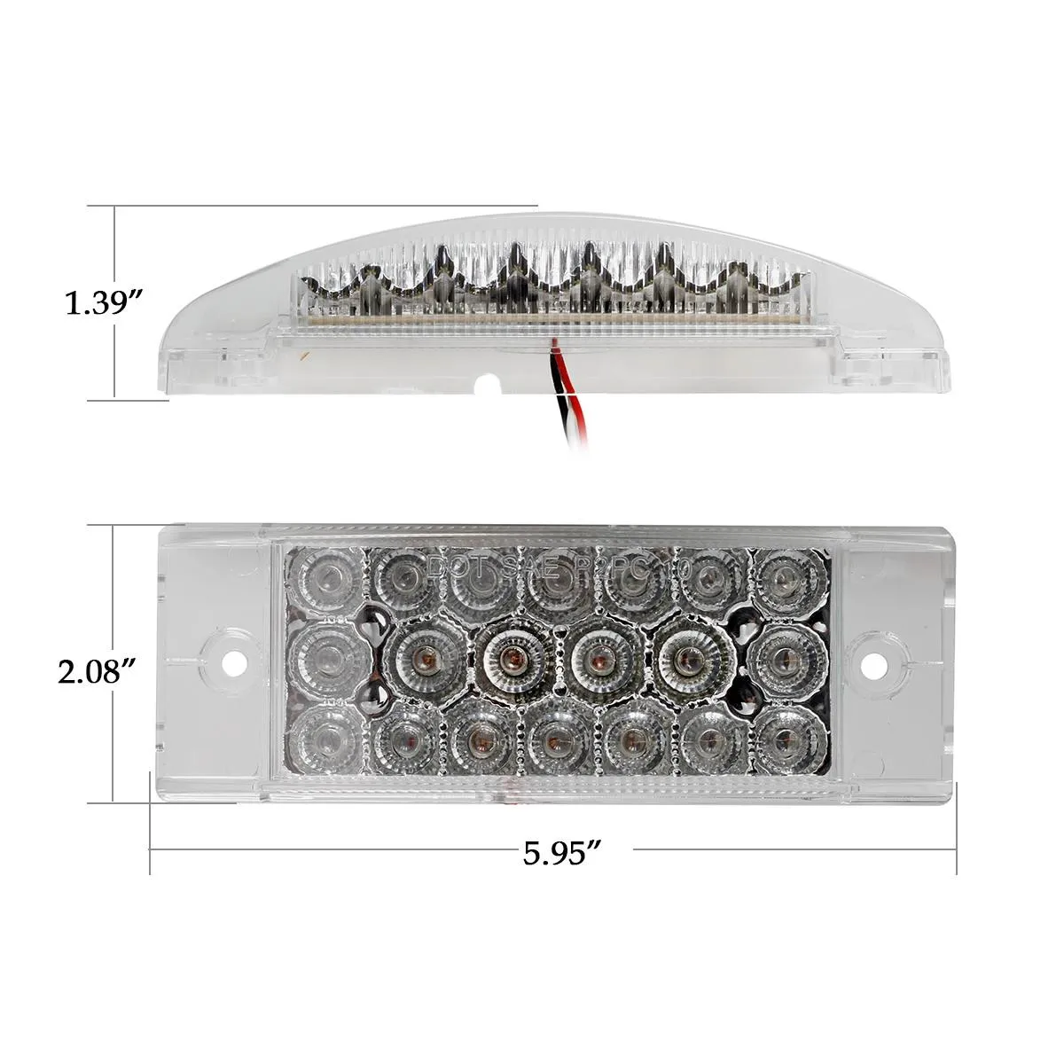 Partsam 4Pcs 6" Rectangle Amber Trailer Led Side Marker Lights and Turn Signal Lights 20 Diodes w/Reflectors Clear Lens Waterproof Sealed 12V Truck Trailer Rectangular Led Marker Lights Surface Mount