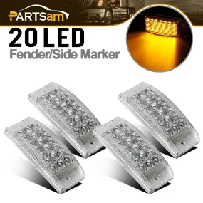 Partsam 4Pcs 6" Rectangle Amber Trailer Led Side Marker Lights and Turn Signal Lights 20 Diodes w/Reflectors Clear Lens Waterproof Sealed 12V Truck Trailer Rectangular Led Marker Lights Surface Mount
