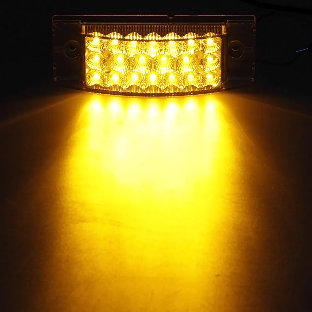 Partsam 4Pcs 6" Rectangle Amber Trailer Led Side Marker Lights and Turn Signal Lights 20 Diodes w/Reflectors Clear Lens Waterproof Sealed 12V Truck Trailer Rectangular Led Marker Lights Surface Mount