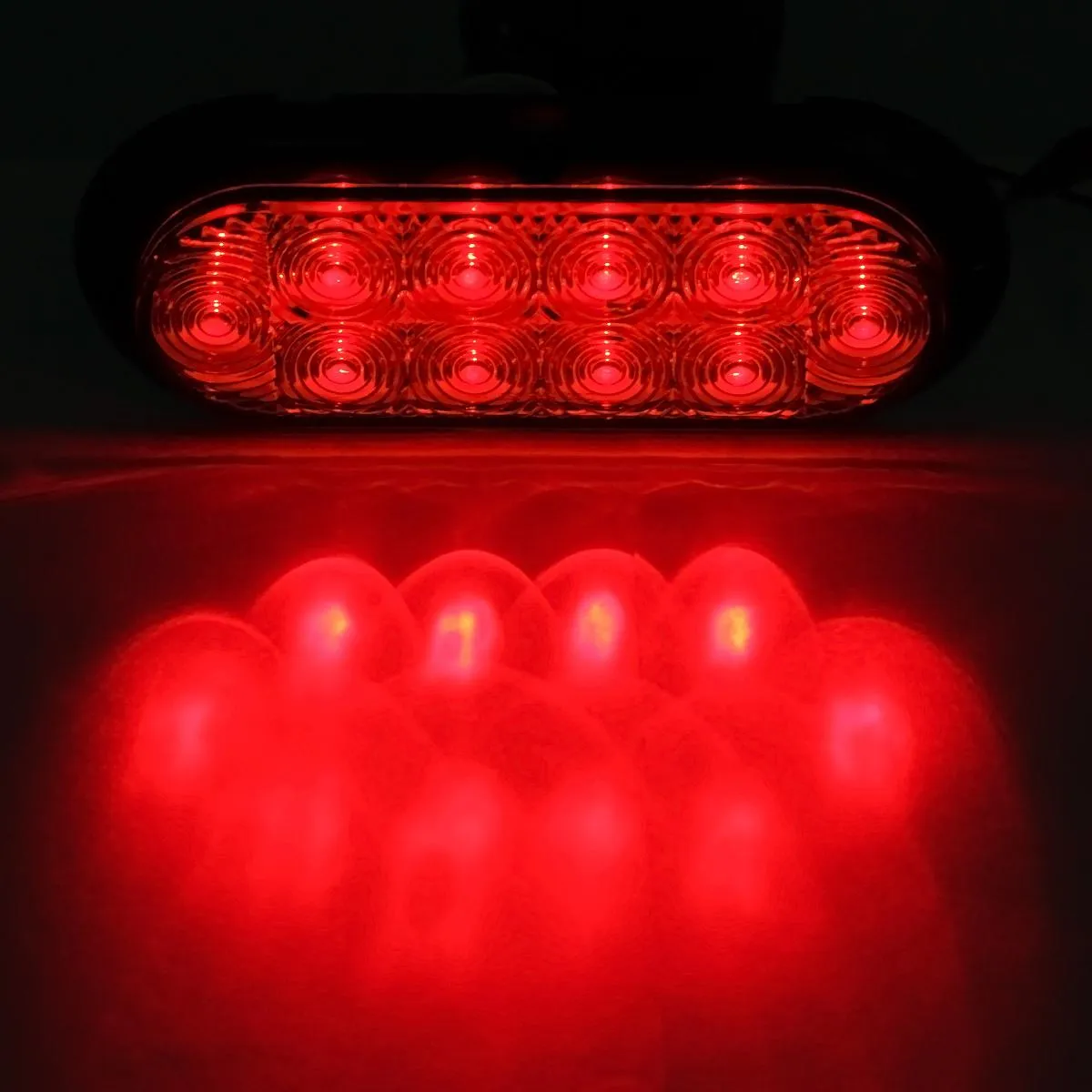 Partsam 6pcs Red Oval 10 Diodes 6 inch Stop Turn Tail Brake Light w/grommet  pigtail Flush Mount, 6 inch oval led trailer tail lights, 6 oval led brake lights sealed stop turn tail light kit