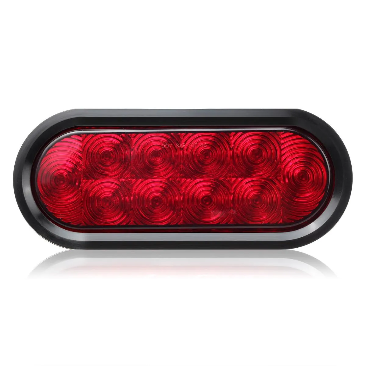 Partsam 6pcs Red Oval 10 Diodes 6 inch Stop Turn Tail Brake Light w/grommet  pigtail Flush Mount, 6 inch oval led trailer tail lights, 6 oval led brake lights sealed stop turn tail light kit