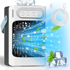 Portable Air Conditioners,charmega Personal Air Conditioners,Portable AC 3in1 Air Cooler with 900ML Water Tank 3 Cool Mist,3 Wind Speed,7 LED Lights,2-8H Timer Air Conditioner Portable for Room,Office