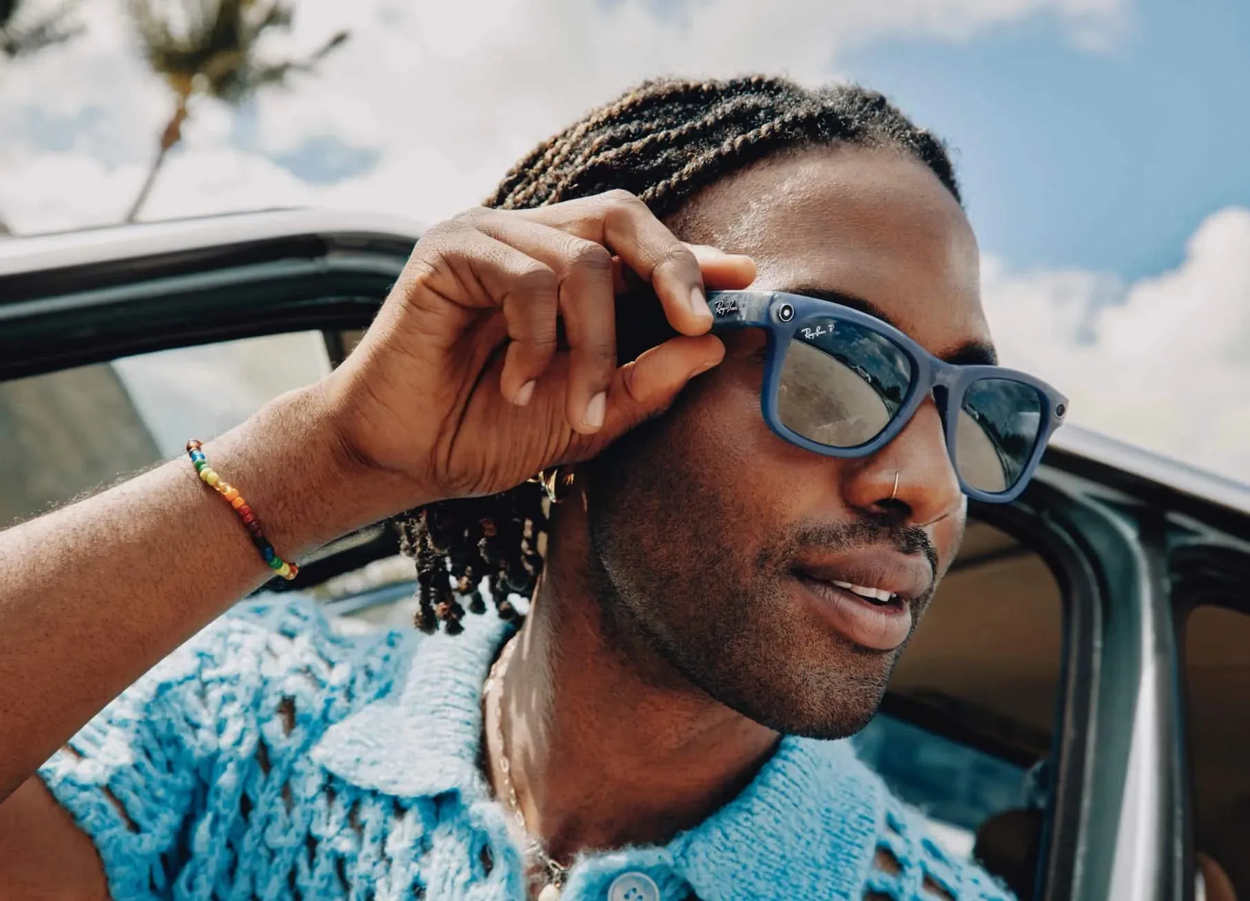Ray-Ban Meta Wayfarer - (F) Matte Jeans Transparent - (L) Dusty Blue Polarised - (Standard)