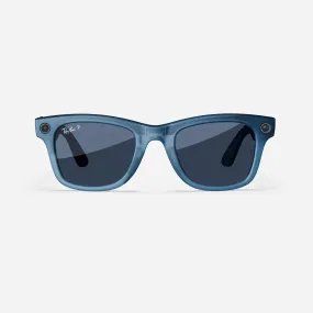 Ray-Ban Meta Wayfarer - (F) Matte Jeans Transparent - (L) Dusty Blue Polarised - (Standard)