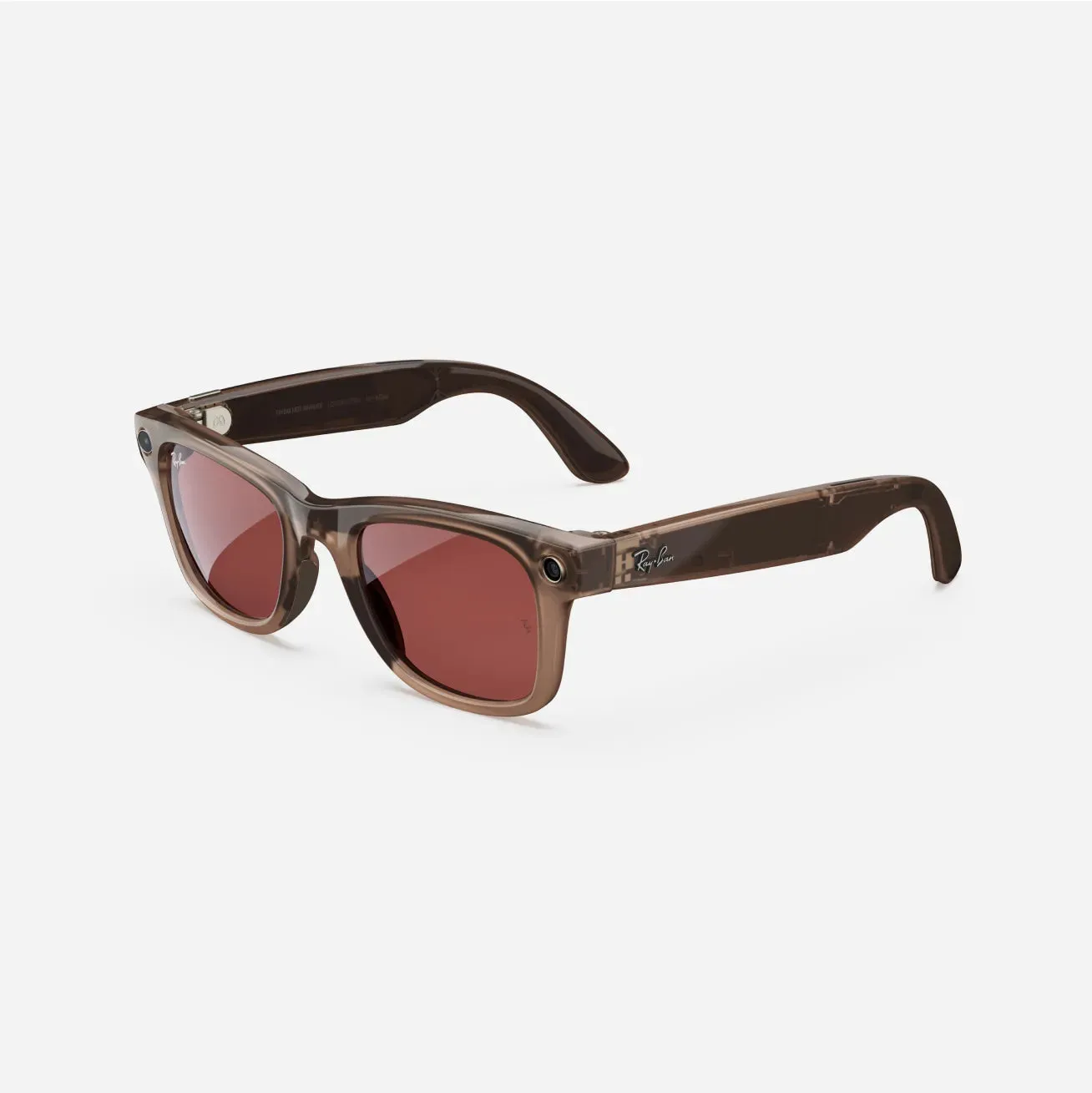 Ray-Ban Meta Wayfarer - (F) Shiny Warm Stone Transparent - (L) Watermelon Red Transitions - (Standard)