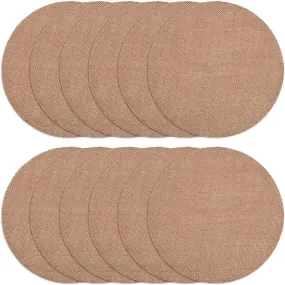 Round Burlap Placemats With Backing - 12" Rustic Burlap Circle Table Chargers (Set of 12)