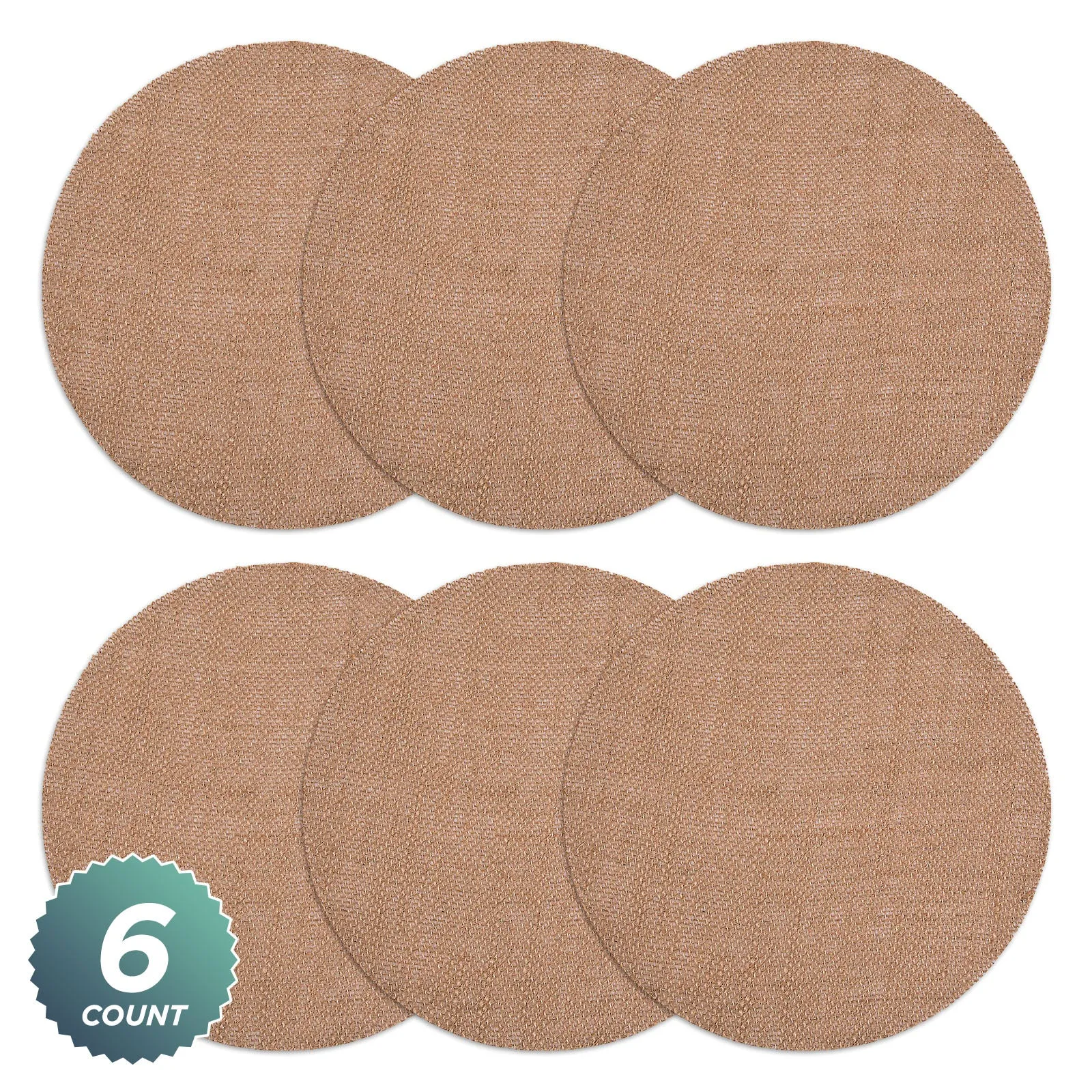 Rustic Burlap Round Placemats - 12" Diameter Burlap Rustic Table Decorations (Set of 6)
