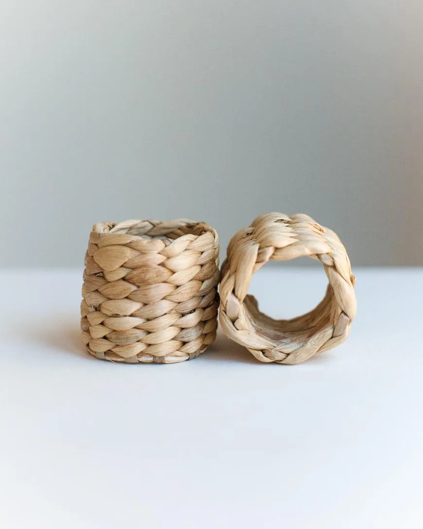 Set of 4 Napkin Rings, made from Water Hyacinth, Fair Trade, Vietnam