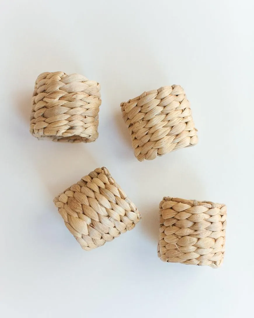 Set of 4 Napkin Rings, made from Water Hyacinth, Fair Trade, Vietnam