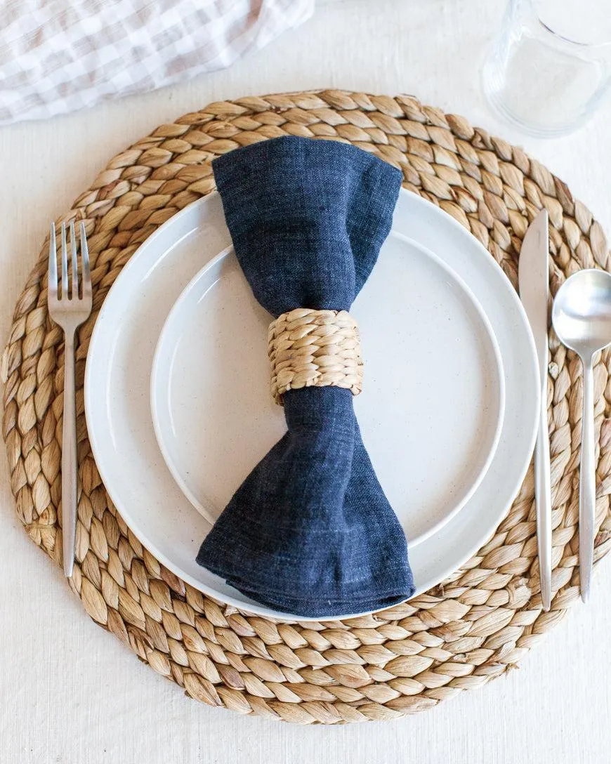 Set of 4 Napkin Rings, made from Water Hyacinth, Fair Trade, Vietnam